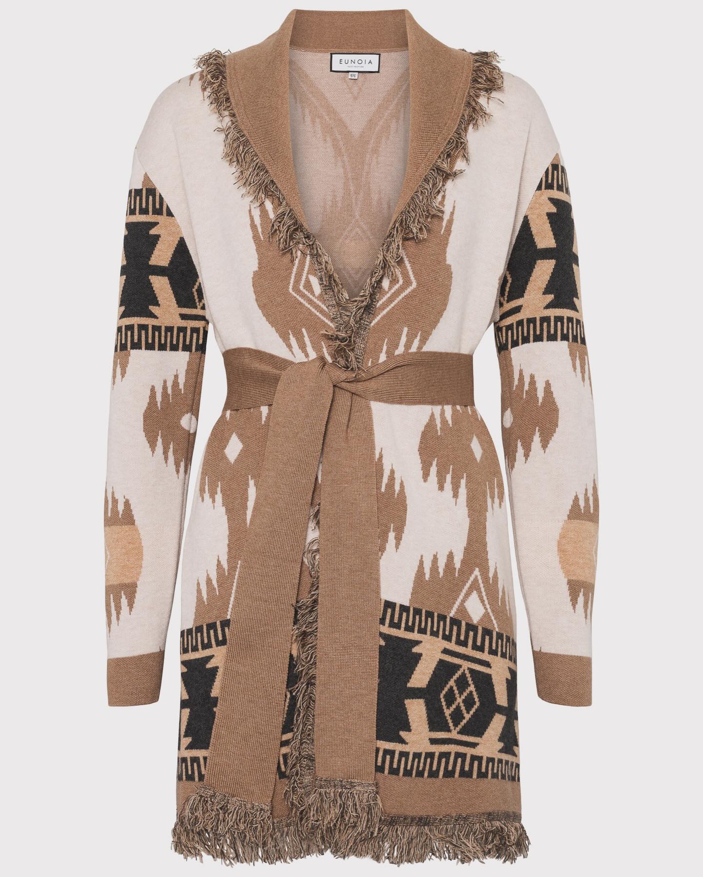 Eunoia Kilya Cardigan Brown Printed