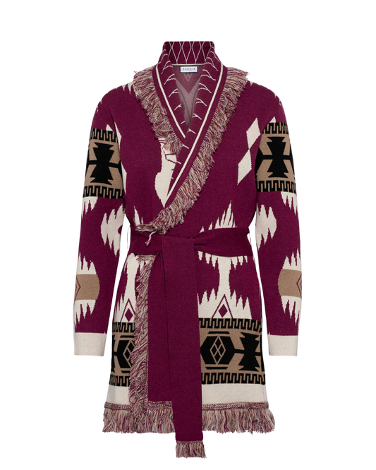 Eunoia Kilya Cardigan Burgundy Printed