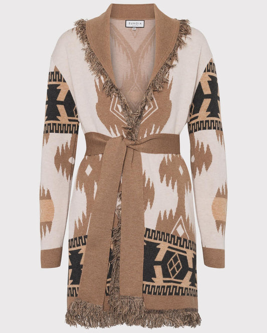 Eunoia Kilya Cardigan Brown Printed