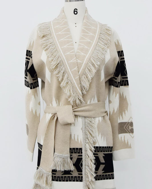 Eunoia Kilya Cardigan Beige Printed