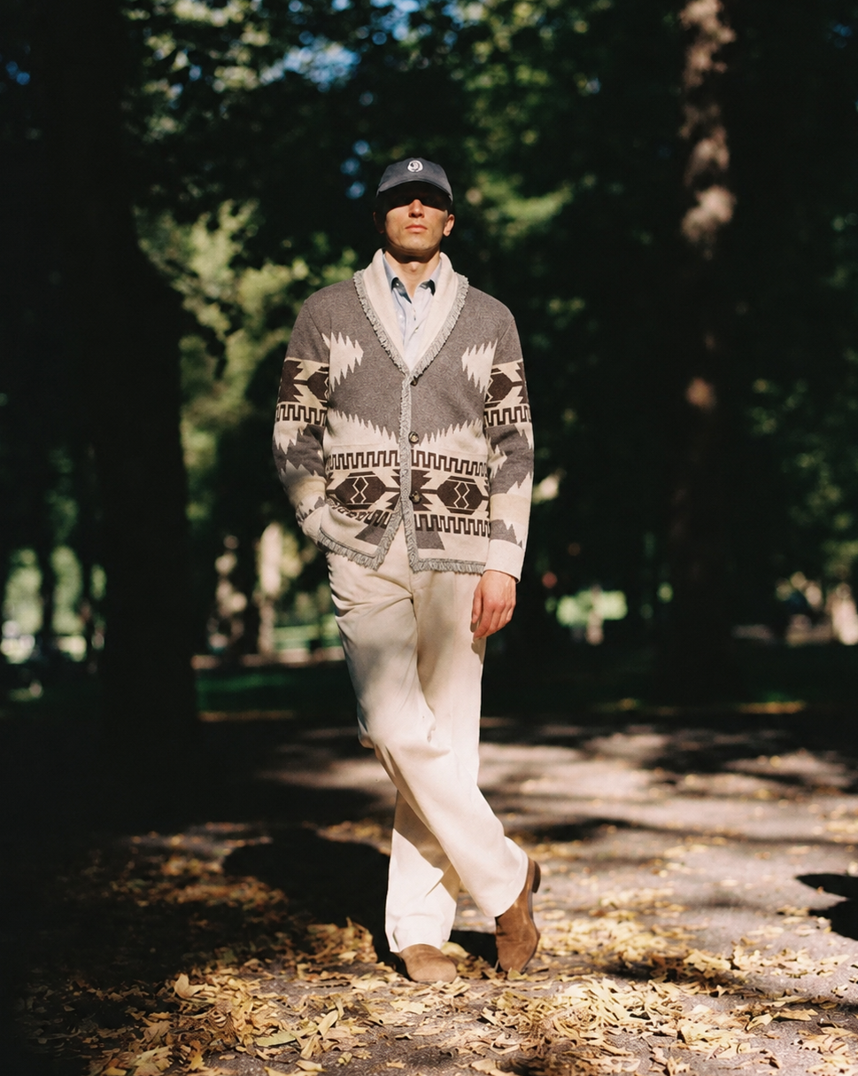 Eunoia man Oliver Cardigan Grey/Beige mix