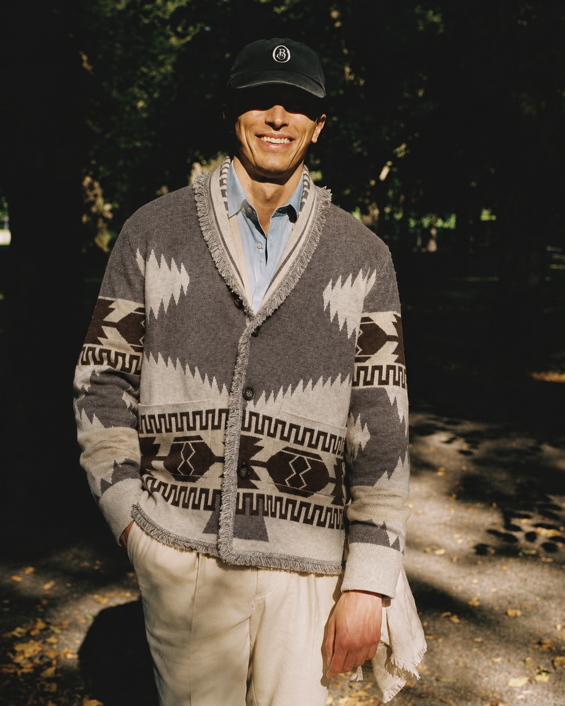 Eunoia man Oliver Cardigan Grey/Beige mix