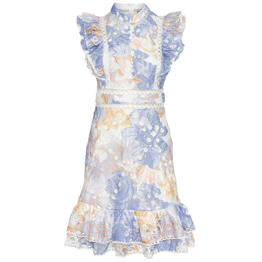 Louise short dress Blue print