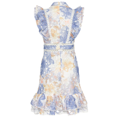 Louise short dress Blue print